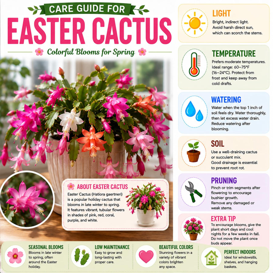 Pink Easter Cactus Plant Live, Vibrant Blooming Cactus, 6'' Tall in 4 Inches Pot, Holiday Cactus, Flowering Succulent for Indoor Outdoor Planting