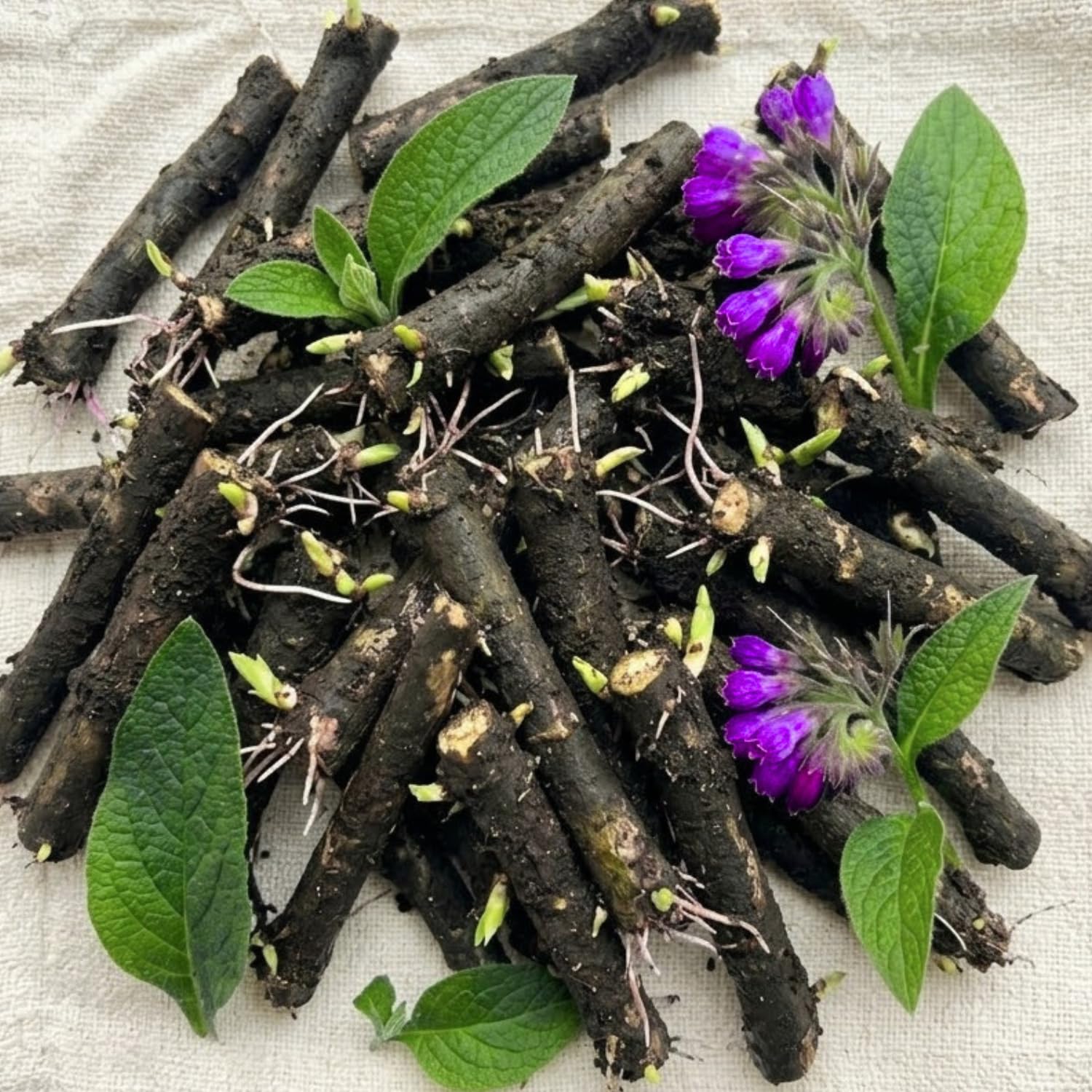 8 Comfrey Roots Cuttings for Planting, Bocking 4 Comfrey Live Plants Roots Fast-Growing, High Yields, Perennial Herb Plant