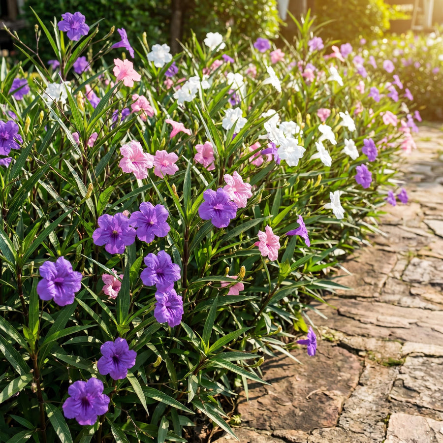 2 Mix Mexican Petunia Plants 4" Pot, Live Flowering Garden Plants for Patio, Containers and Backyard Landscaping, Hardy Outdoor Plant