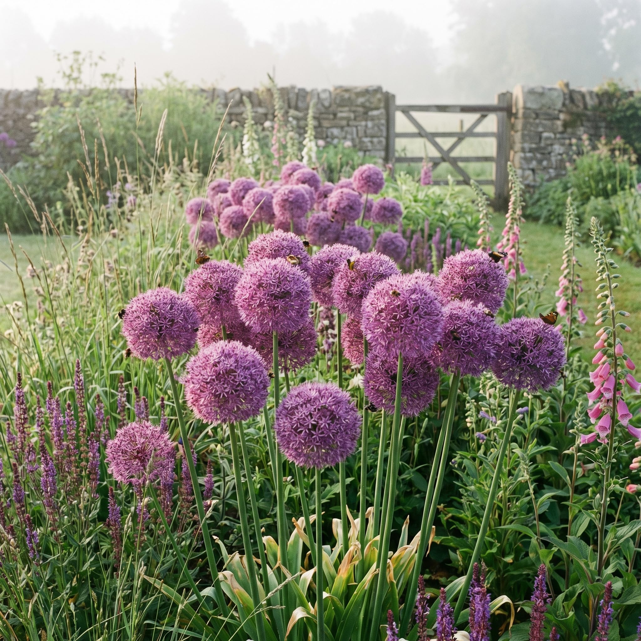 3 Purple Allium Bulbs for Planting, Decorative Flower Bulbs, Tall Blooming Garden Plants for Outdoor Beds and Borders