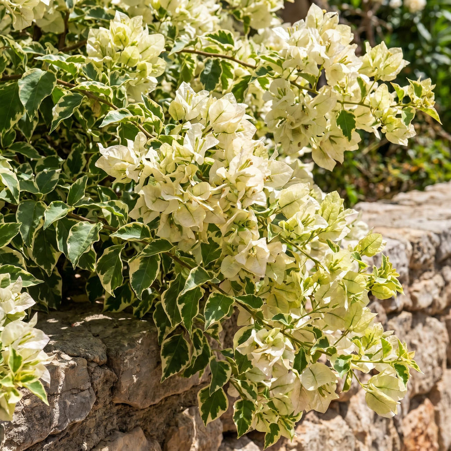 2 White Variegated Bougainvillea Plants Live, Perennial Bougainvillea Flowers Vine, Outdoor Garden Planting 5-9 Inches