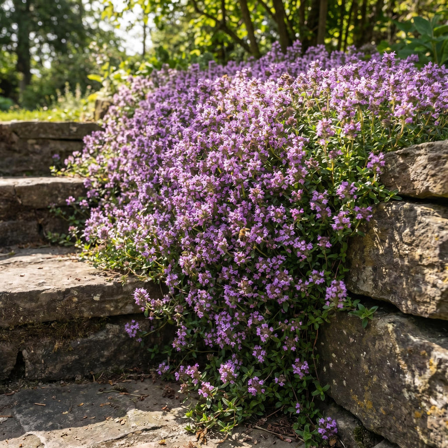 4000 Purple Creeping Thyme Seeds, Ground Cover Thyme Seeds for Planting, Low Growing Herb Seeds for Garden Paths, Rock Gardens and Landscape Borders