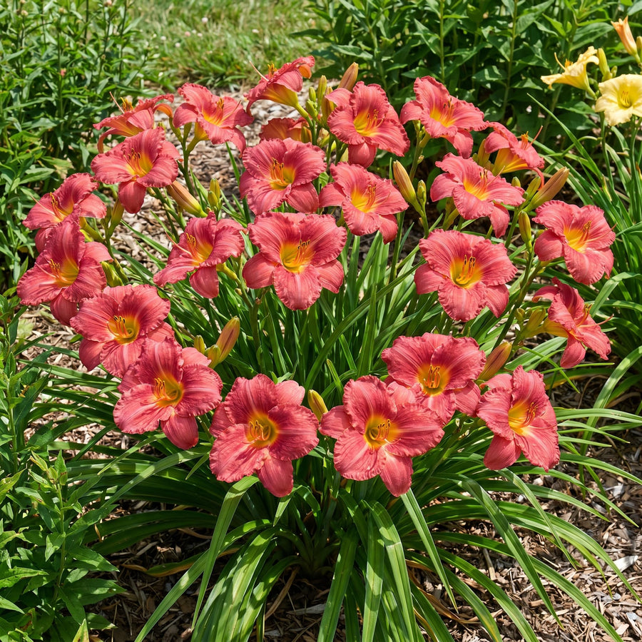10 Strawberry Daylily Roots, Hardy Perennial Flower for Garden Beds and Borders Planting, Easy Care, Ready to Grow