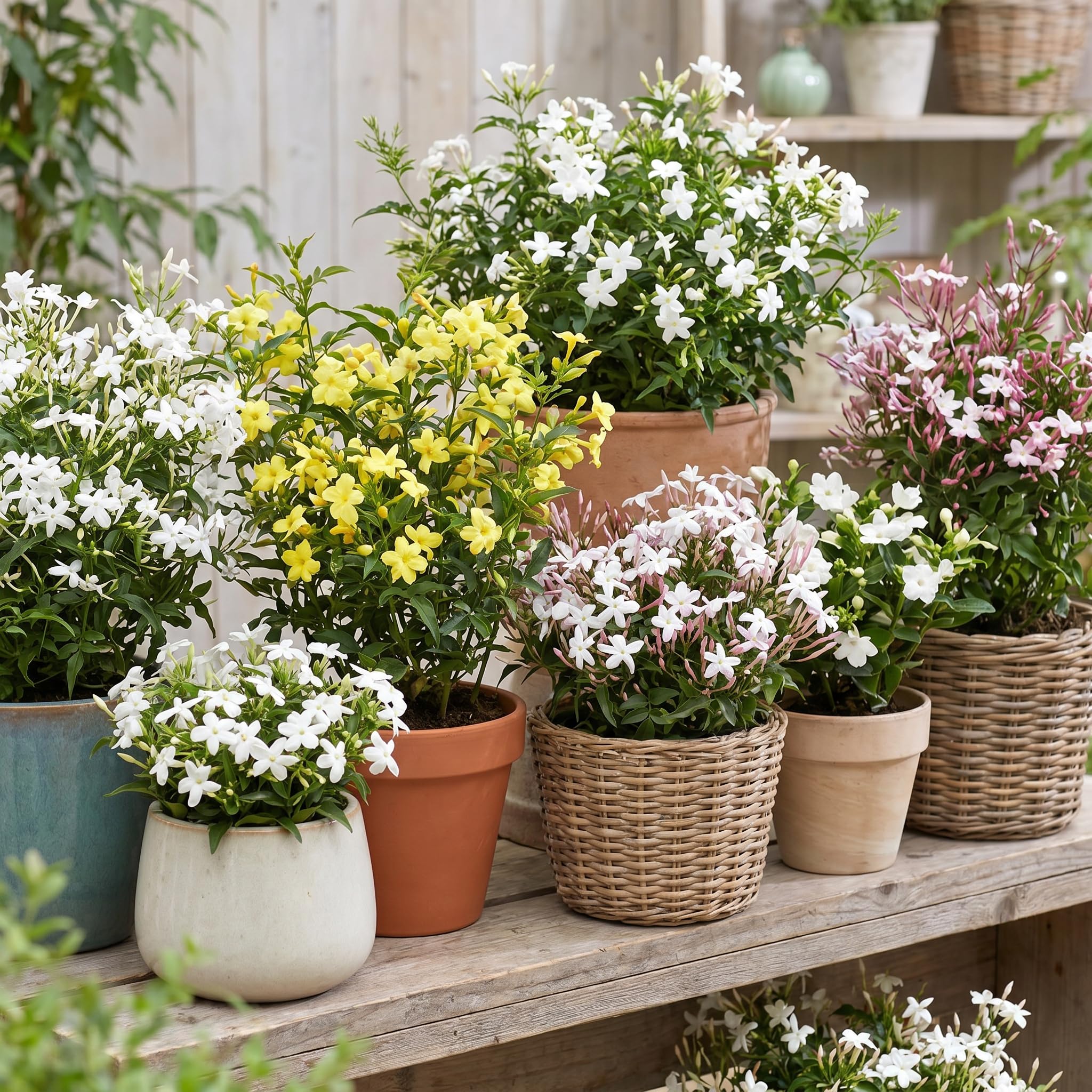 Random Jasmine Plant, Fragrant Jasmine Flower Vine 4-8 Inches Well Rooted for Container, Hanging Basket Growing
