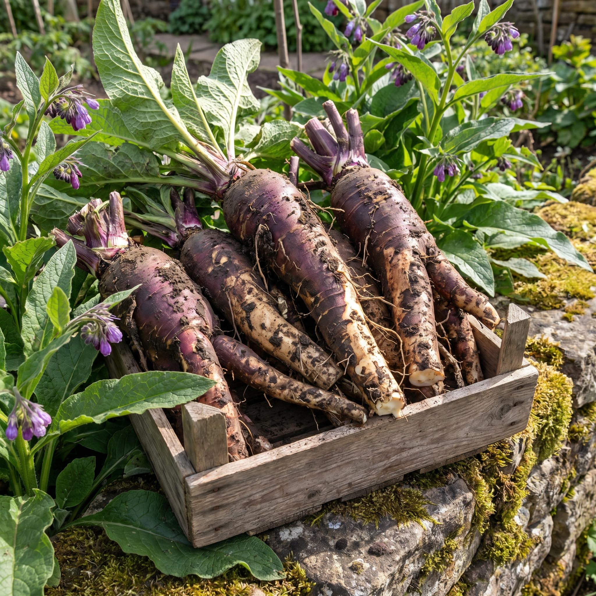 8 Comfrey Roots for Planting, High Yielding Comfrey Rhizomes, Perennial Herbs for Growing Outdoor, Ready for Planting