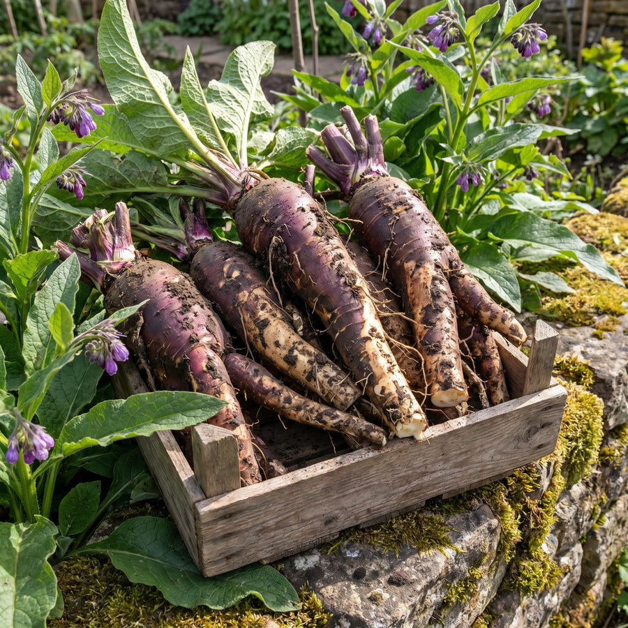 8 Comfrey Roots for Planting, High Yielding Comfrey Rhizomes, Perennial Herbs for Growing Outdoor, Ready for Planting