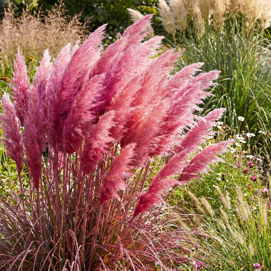 3 Pink Pampas Grass Plants Live, Hardy Ornamental Grass, Ready to Grow Pampas 4-8 Inches for Borders, Patios and Container Gardens