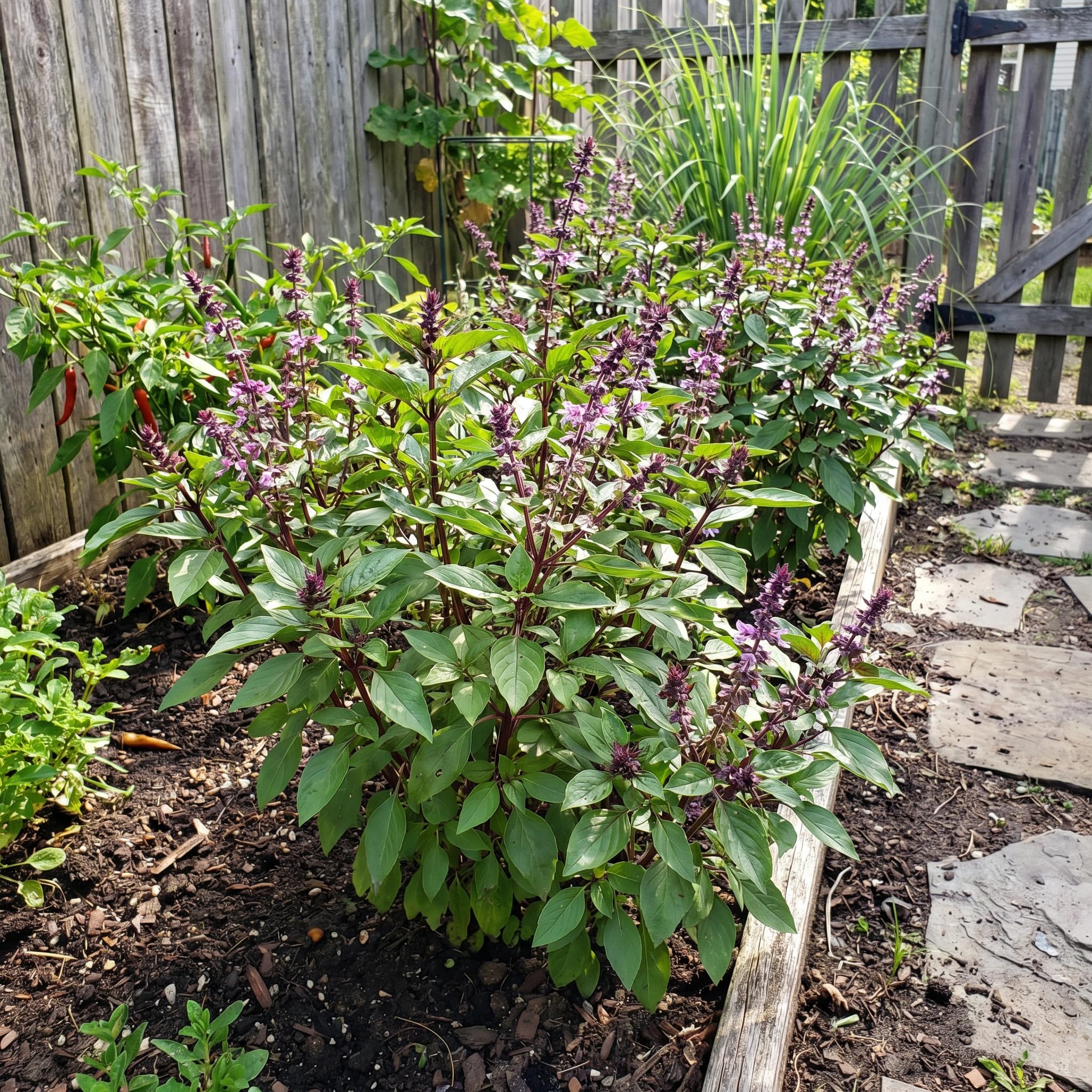 2 Live Thai Basil Plants 4 Inch Pot, High Yielding Basil Plant for Garden, Indoor or Outdoor Growing, Ready to Grow