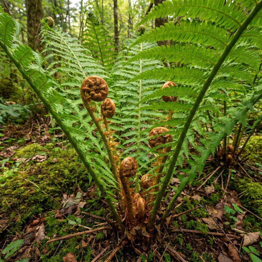 10 Ostrich Fern Rhizomes, Hardy Perennial Fern Plants for Garden, Fast-Growing Ferns Starter Roots