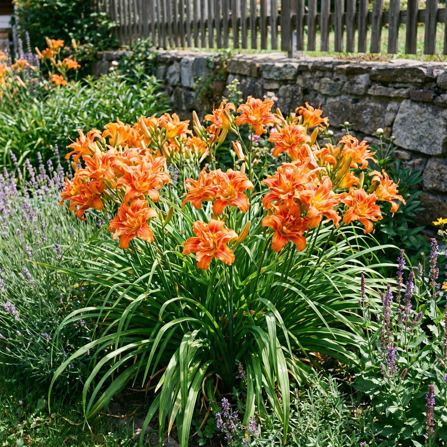10 Double Orange Daylily Roots, Hardy Perennial Flower for Garden Beds and Borders Planting, Easy Care, Ready to Grow