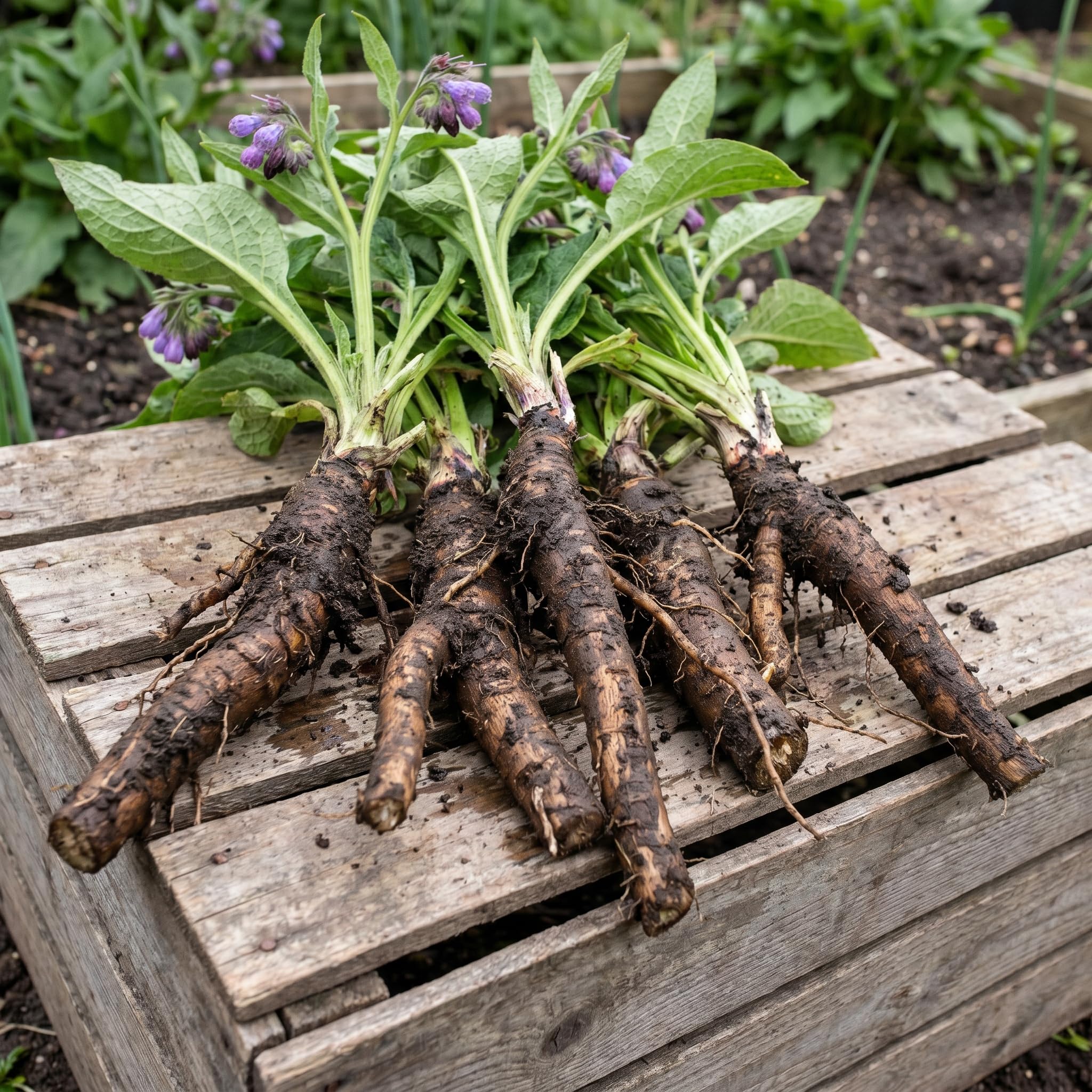 8 Comfrey Roots for Planting, High Yielding Comfrey Rhizomes, Perennial Herbs for Growing Outdoor, Ready for Planting