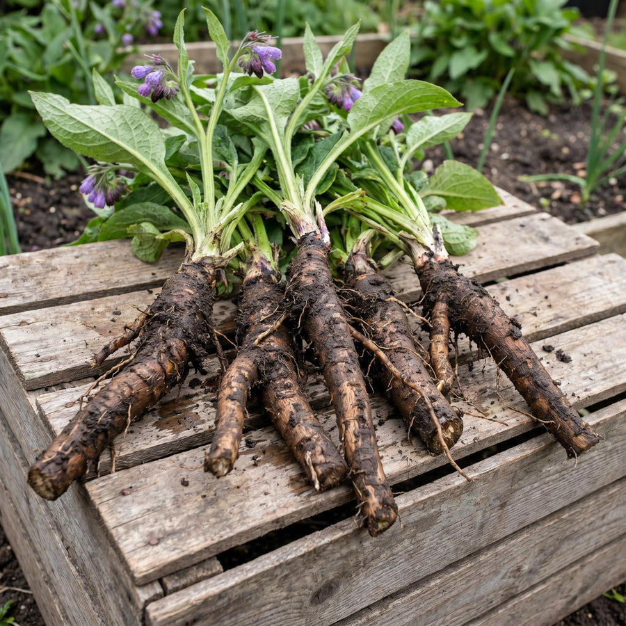 8 Comfrey Roots for Planting, High Yielding Comfrey Rhizomes, Perennial Herbs for Growing Outdoor, Ready for Planting