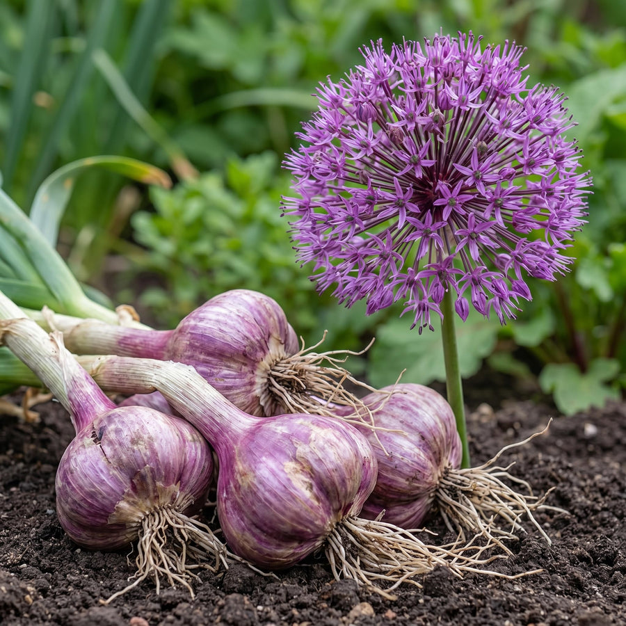3 Purple Allium Bulbs for Planting, Decorative Flower Bulbs, Tall Blooming Garden Plants for Outdoor Beds and Borders