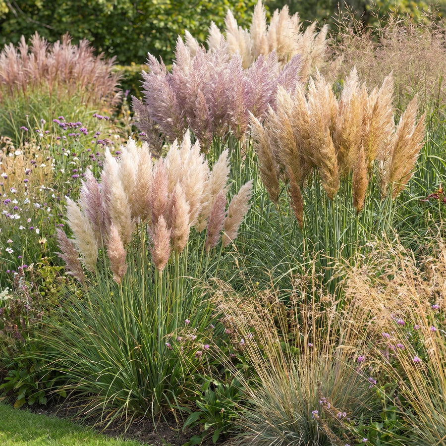 3 Mix Pampas Grass Plants Live, Hardy Ornamental Grass, Ready to Grow Pampas 4-8 Inches for Borders, Patios and Container Gardens